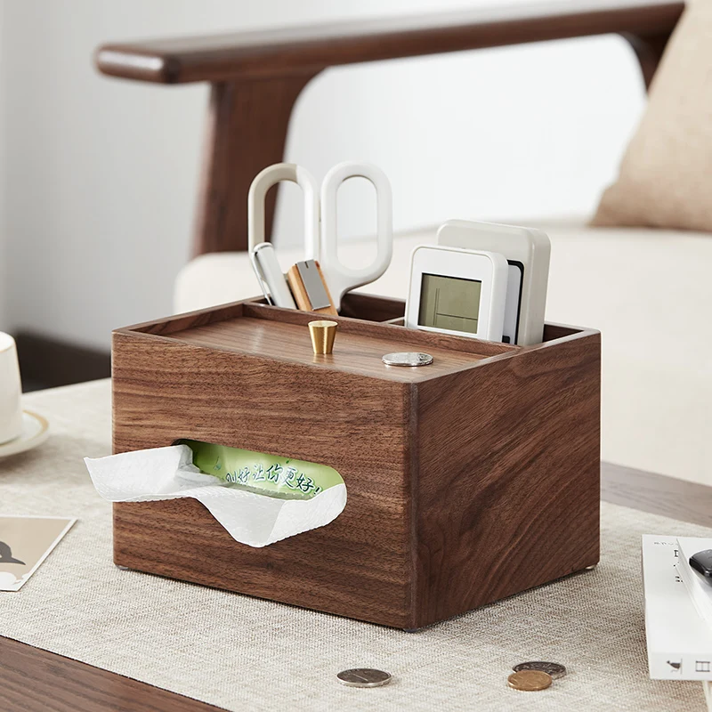 

Solid wood tissue box home living room new Chinese style paper box luxury high-end coffee table multifunctional remote