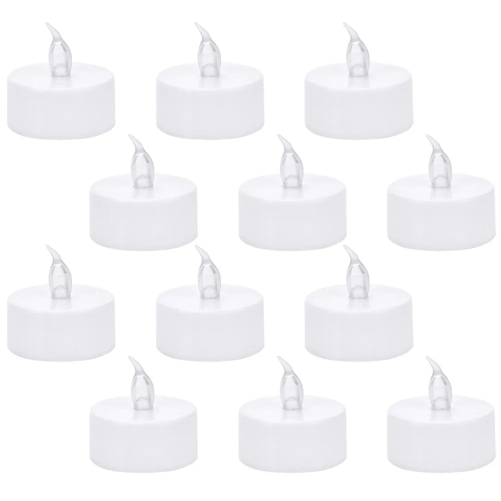 12Pcs LED Electronic Tea Candles Flameless Battery Operated Realistic Flickering Tea Lights for Wedding Table Centerpieces Home
