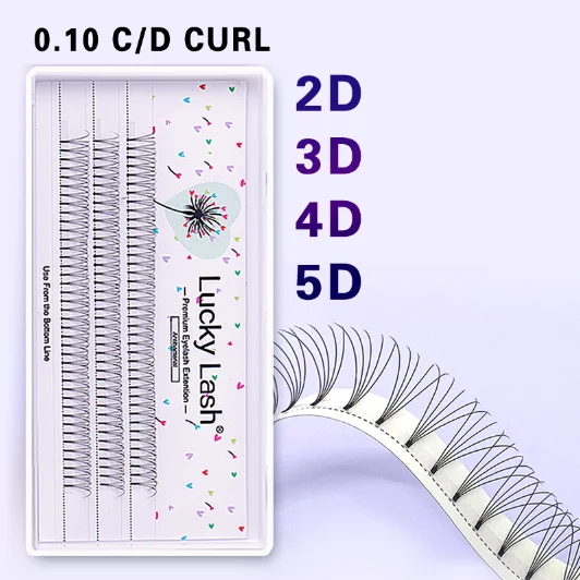 Lucky Lash Premade Volume Fans 3d/4d/5d Russian Eyelash Extension0.10 D curl, Eyelash Extension Lashes individual eyelashes