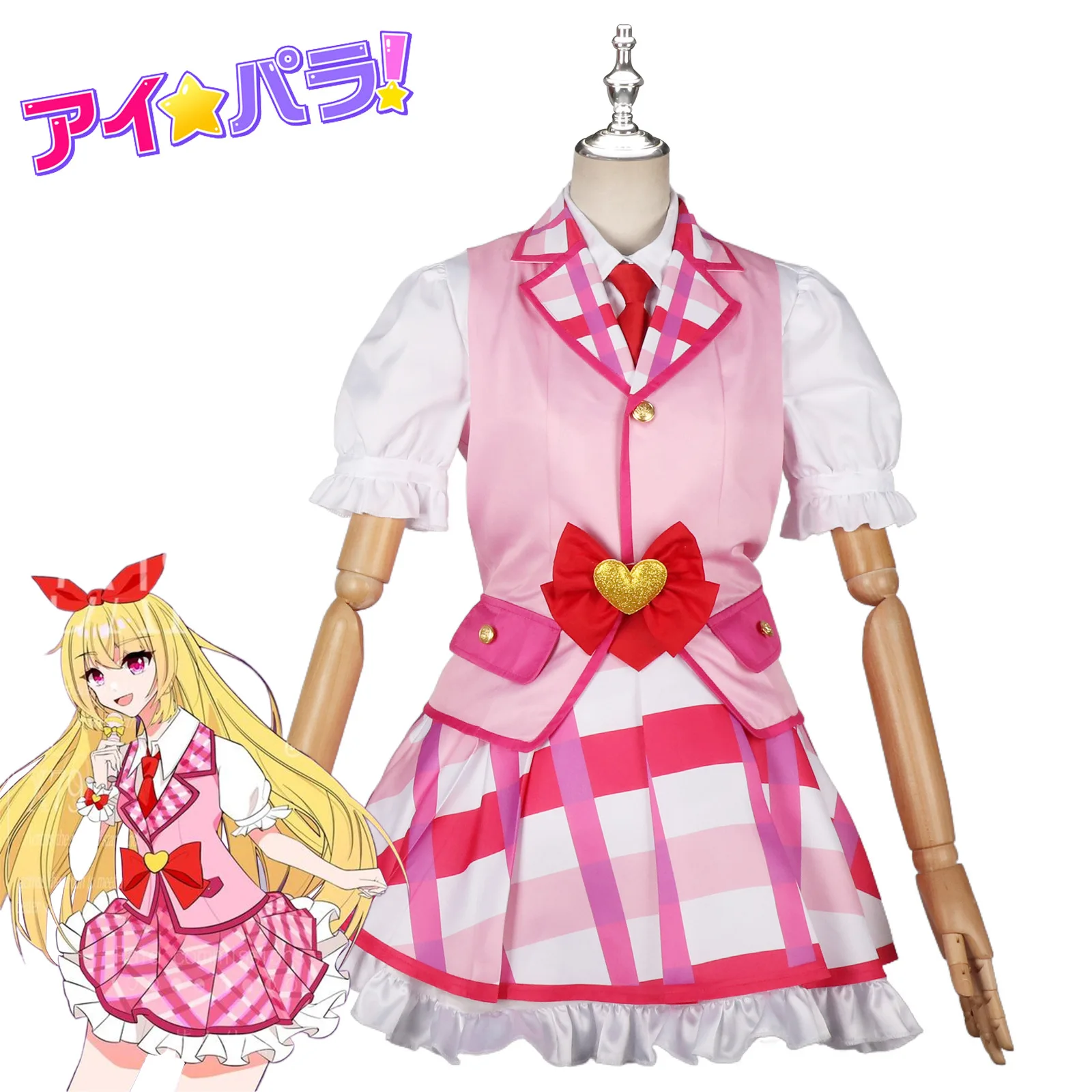 

Anime Aikatsu Cosplay Hoshimiya Ichigo Cosplay Costume Uniform Ichigo Hoshimiya Pink Dress Halloween Costumes for Women 2026