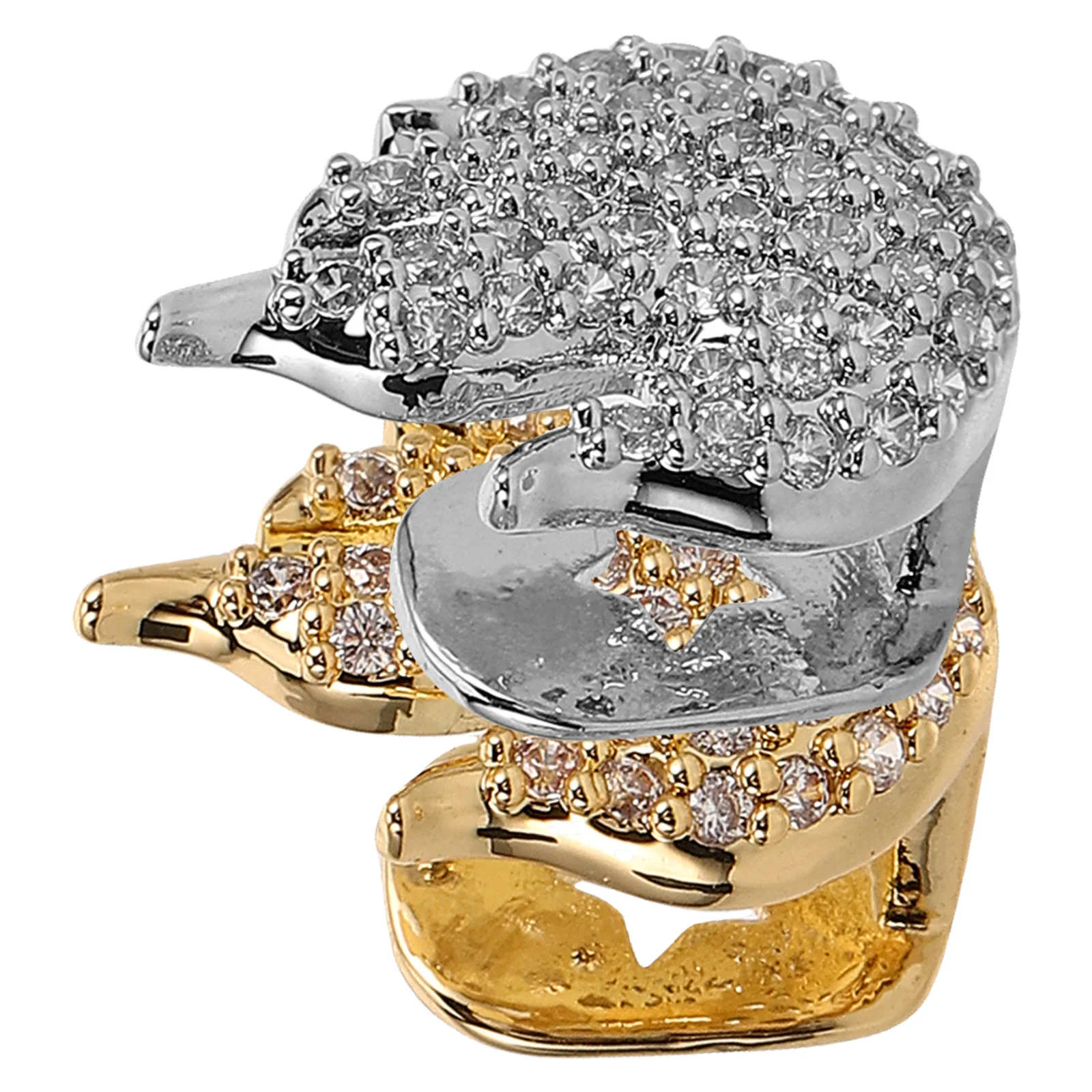 

2Pcs Comfortable Fit Hip Hop Tooth Caps Single Flame Shaped Teeth Grills for Rappers Shiny Decorative Accessories for Parties