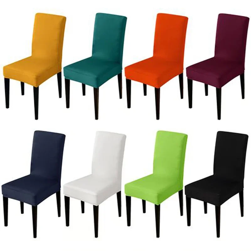 

Pure Color Stretch Chair Covers Seat Slipcovers Hotel Banquet Housse De Chaise Armchair Elastic Christmas Office