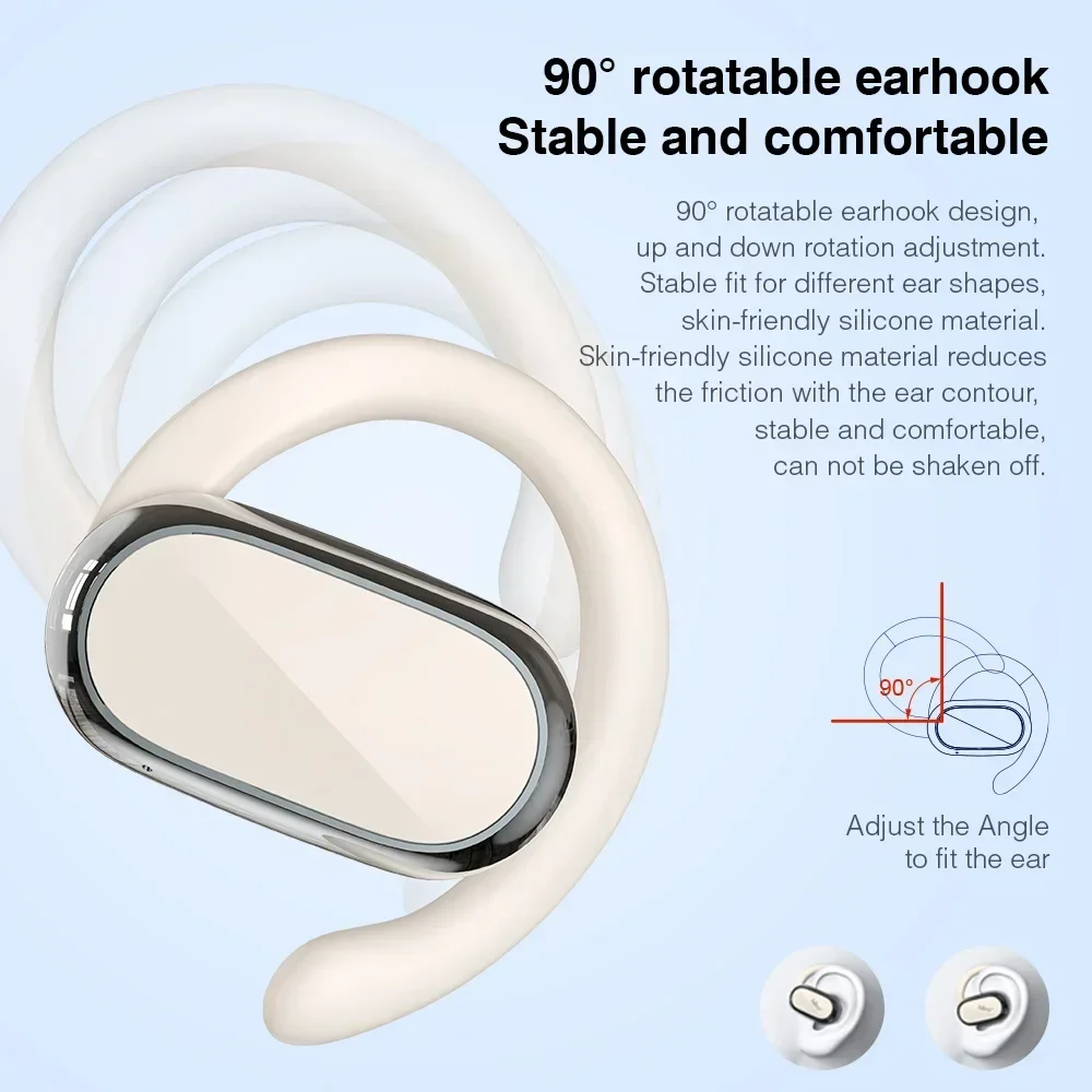 Bluetooth Headphones Open Ear Wireless Earphones with Rotatable Earhooks 48Hrs Playtime Deep Bass Mics Not in Ear for Driver