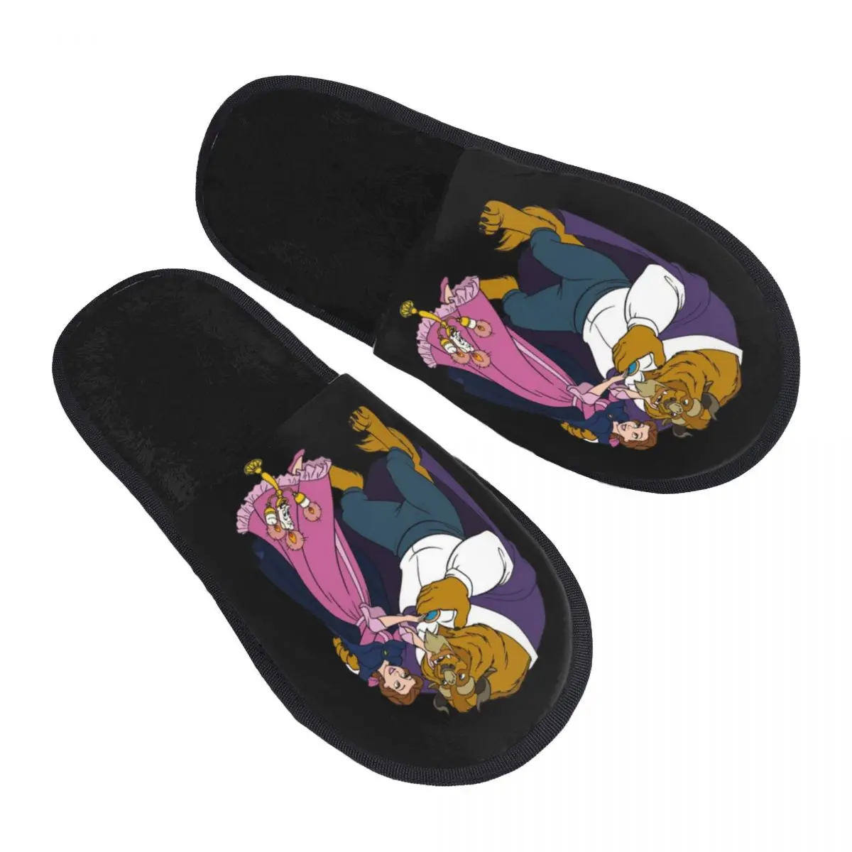 

Custom Beauty And The Beast Movie Soft Memory Foam House Slippers Women Comfy Warm Anti-Skid Slipper