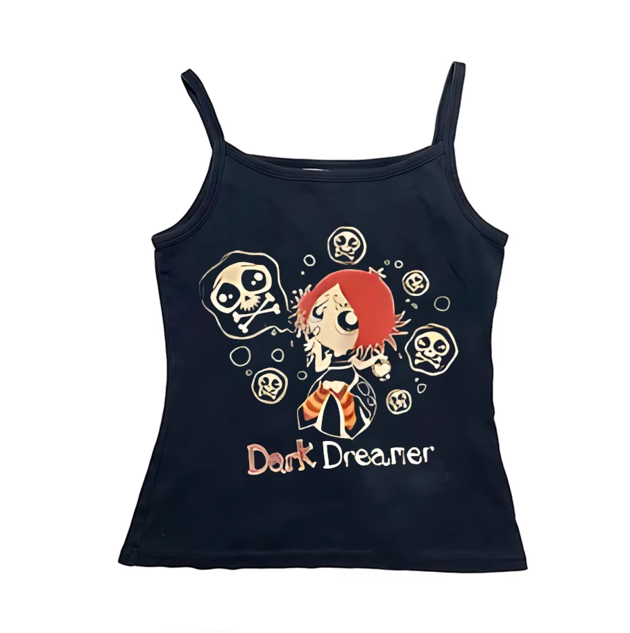Harajuku Gothic short sleeved Y2K style letter print 2000s celebrity streetwear fairy Grunge summer E-girl black crop top