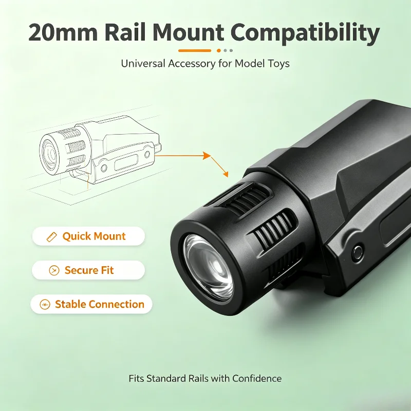Button Battery Metal Illumination Module Compact Torch Style Secure 20mm Rail Mount Hobby Decor Model Parts