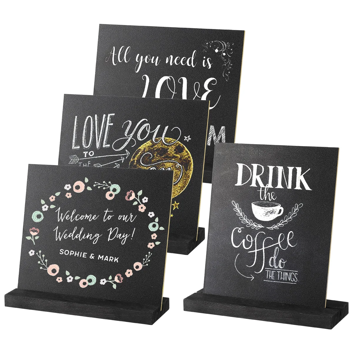 

Wedding Signage Signs Blackboard with Base Food Number Mini Writing Wooden Office Double-sided