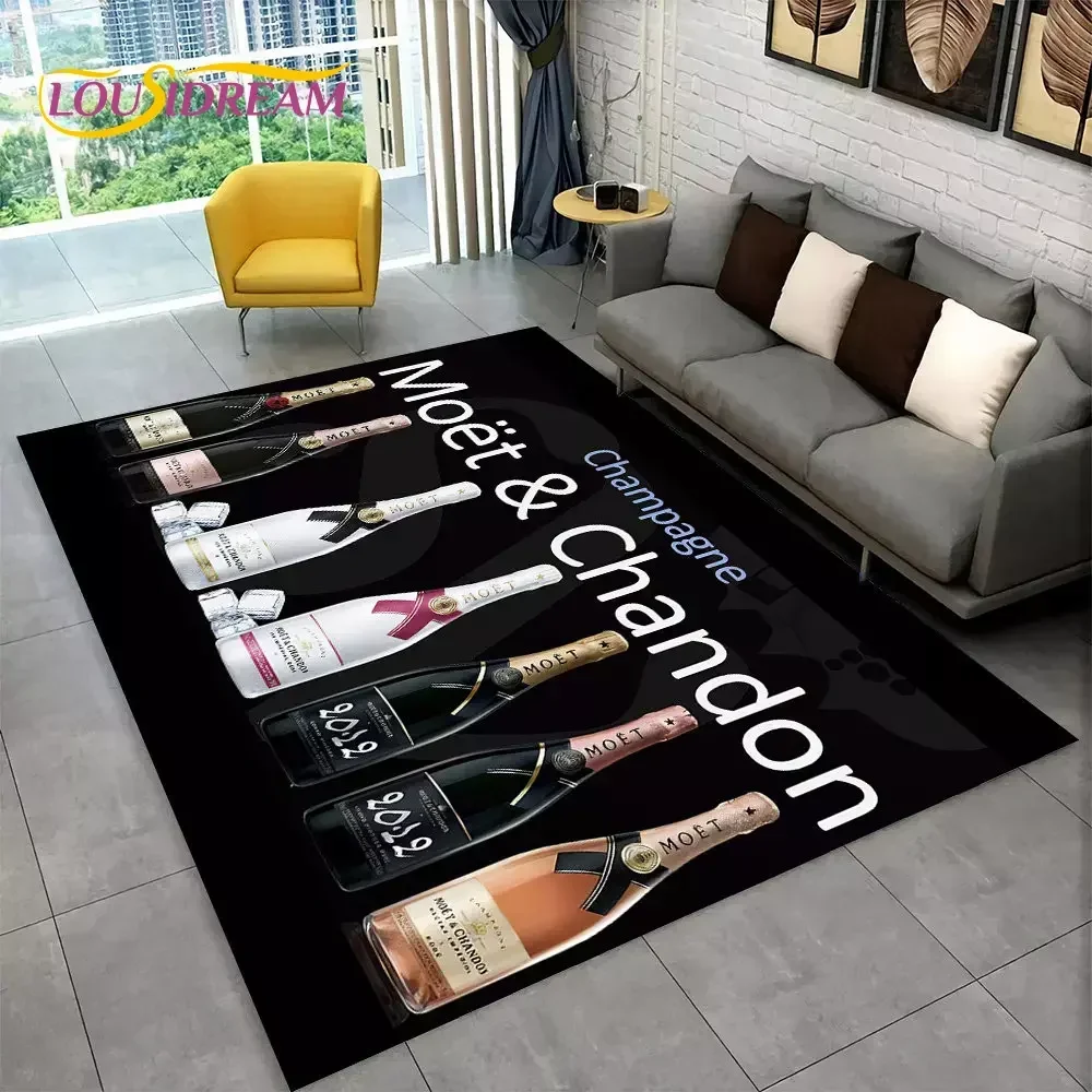 Alfombra C-Champagne M-Moet & C-Chandon para dormitorio, sala de estar, decoración del sofá del hogar, alfombra decorativa grande para juegos de niños, regalo