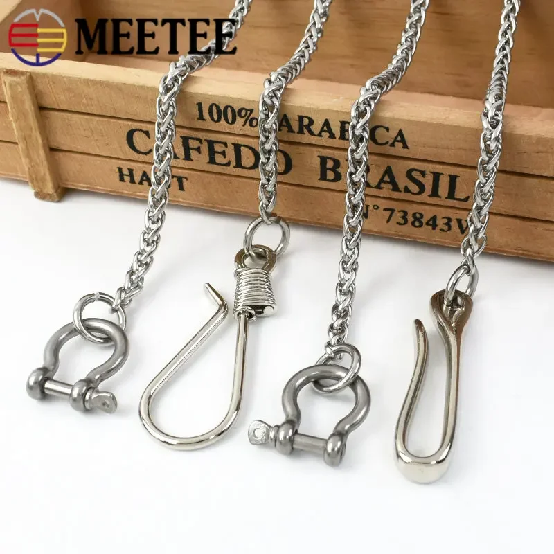 Meetee 1pc 30/40/45/55cm spodnie ze stali nierdzewnej Chain Key Hang klamry męskie spodnie Jeans portfel łańcuchy klipy haczyki na zatrzaski do paska