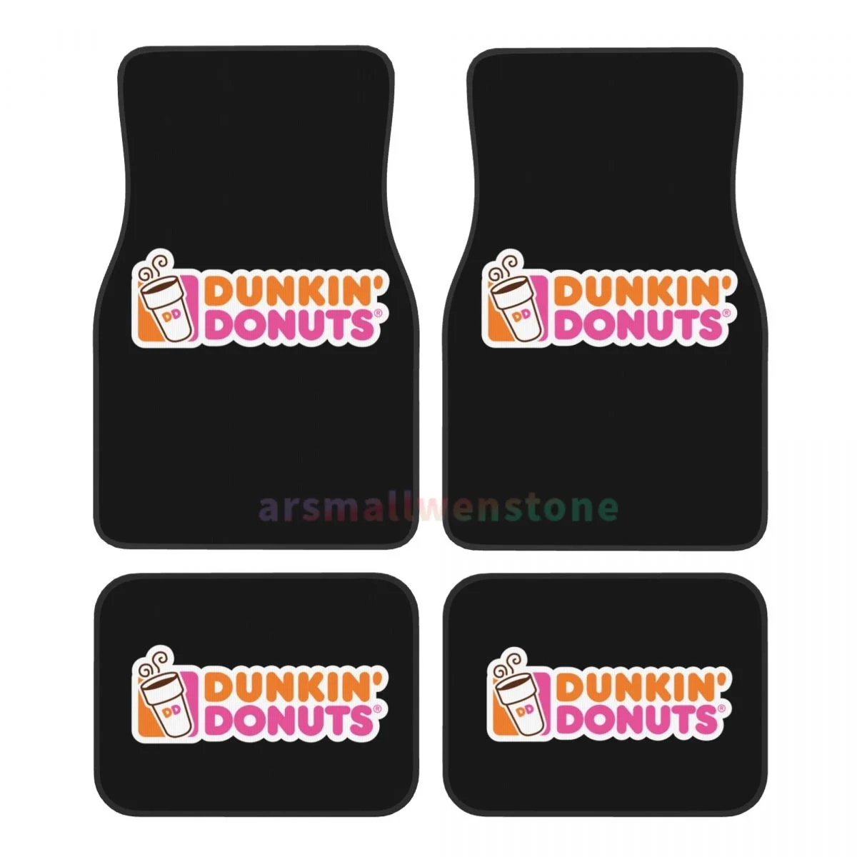 Dunkin Donuts Logo 4PCS Crystal Velvet Women's Car Floor Mat, Anti Fouling Car Floor Mat Car Interior Accessories