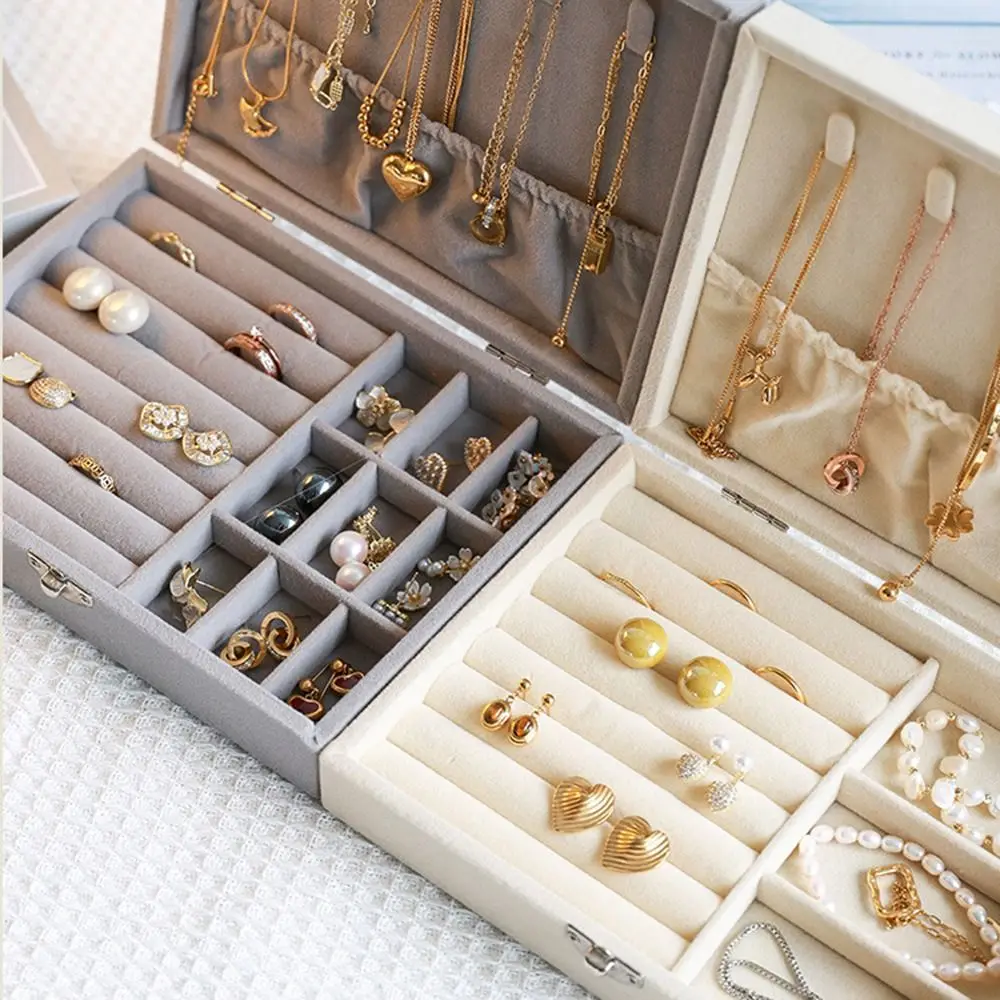

Large Capacity Jewelry Storage Box Flip Lid 3/9/24 Grids Travel Jewelry Case Space Saving INS Portable Earring Organizer