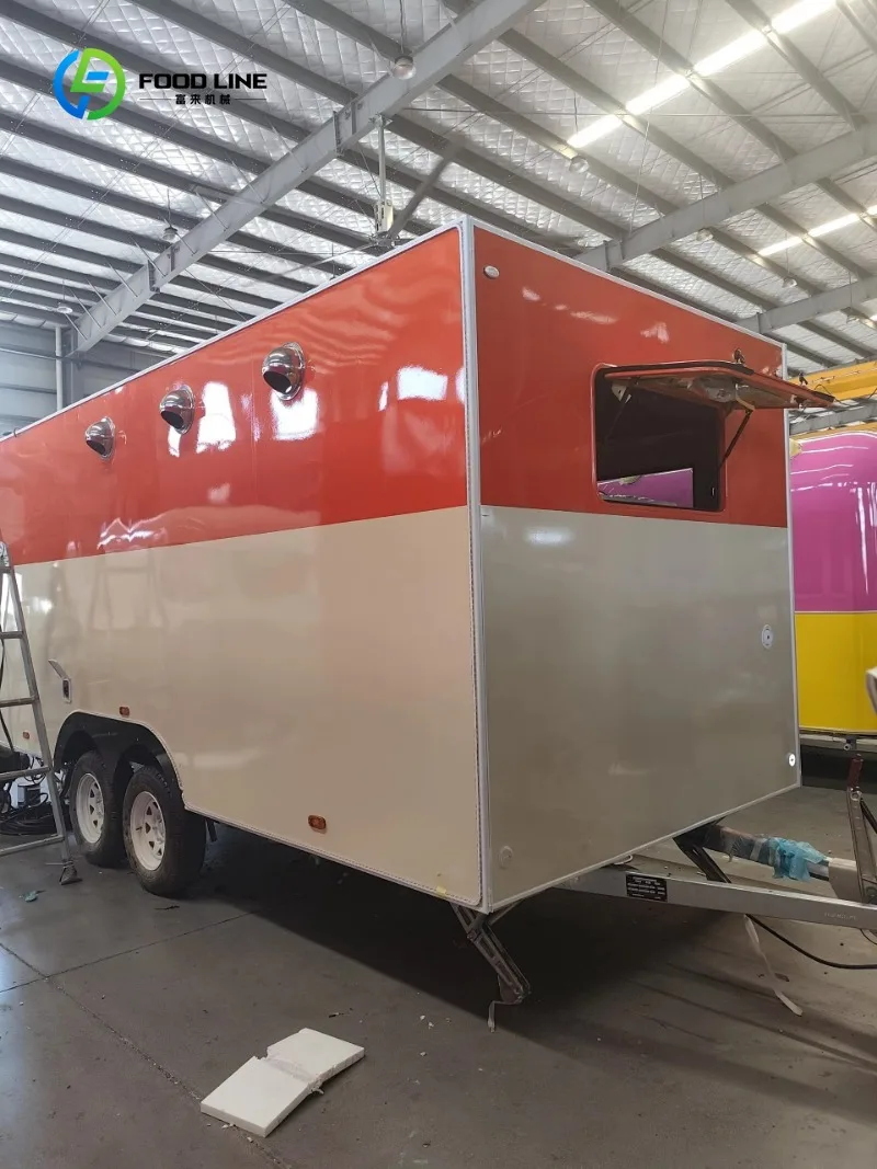 Customized Orange Square Box Big Food Truck Food Trailer Food Cart Mobile Car Popular Delicious Pizza  for Sale