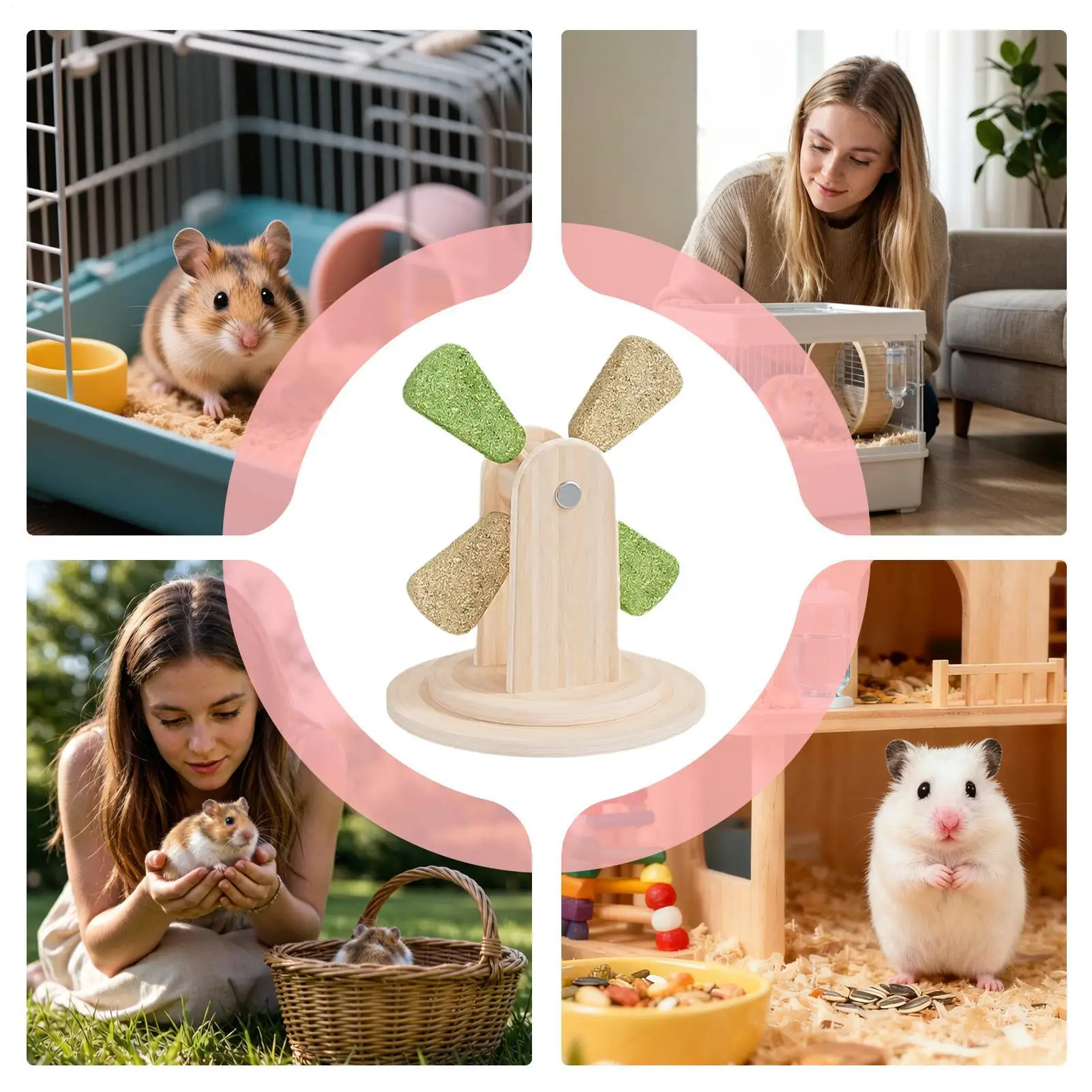 Hamster Chew Toys For Teeth Interactive Windmill Shape Pet Teeth Grinder Small Animal Chew Toys For Ferrets Squirrels