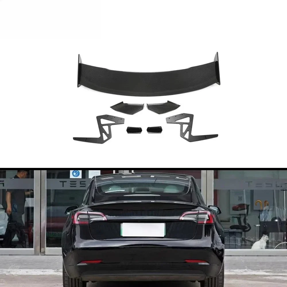 Dry Carbon Fiber Tail Wing Rear Trunk Lid Spoiler Wing for  Model 3 Sedan 4-Door 2016-2021