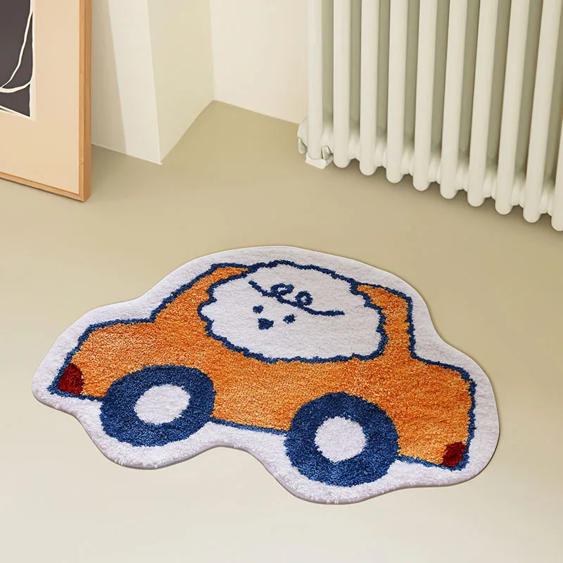 Tufting Cartoon Bedroom Mat Animal Lamb Car Carpet Anti Slip Kids Room Entrance Rug Fluffy Floor Pad Bathmat Doormat Home Decor