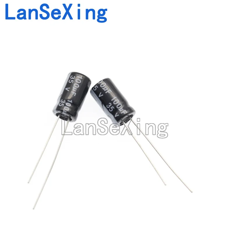 Capacitor eletrolítico com um volume de 6x12mm, 35V, 100uf, 100 micron