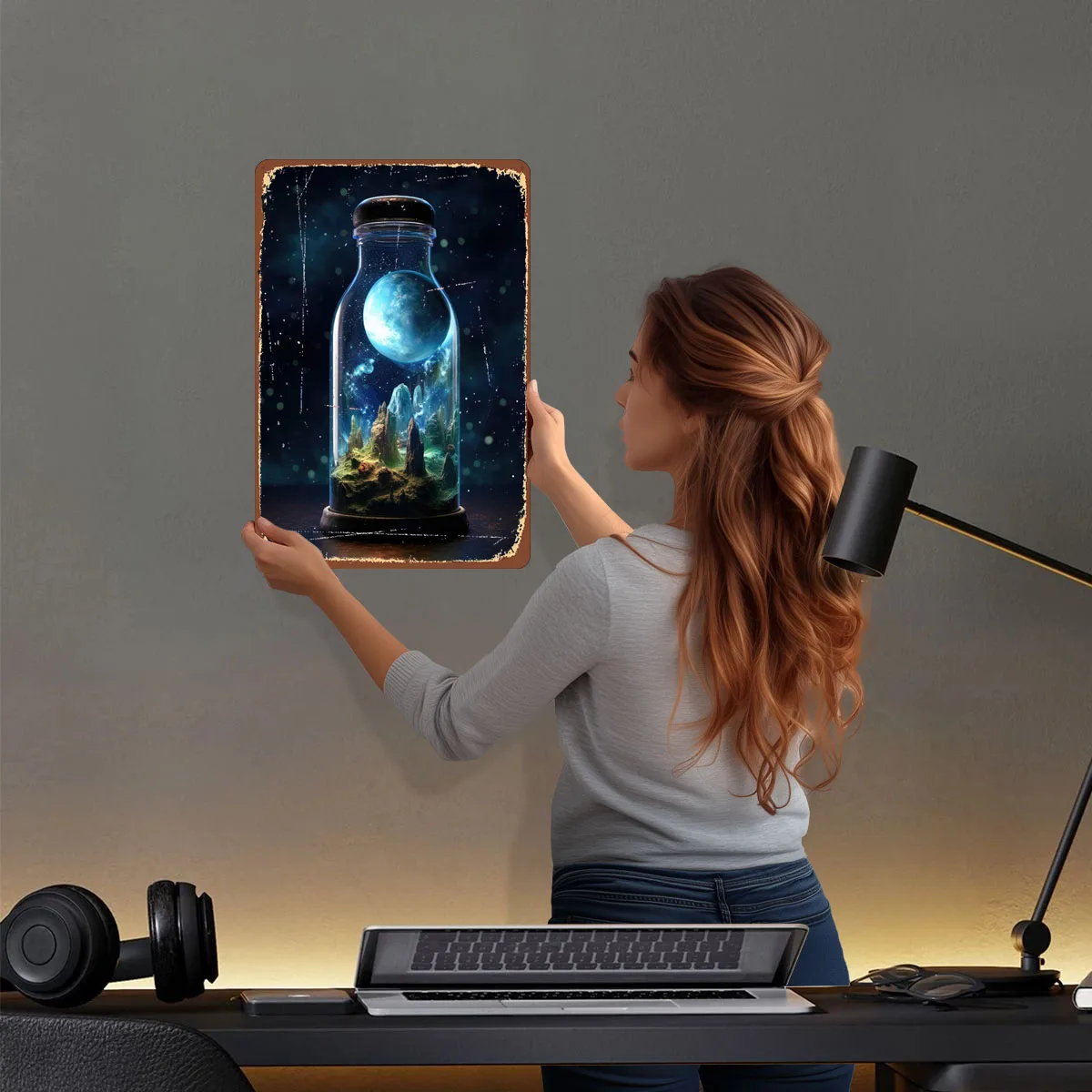 غالاكسي في زجاجة زجاجية علامات معدنية معركة الفضاء ملصق لوحات مخصصة صفيح تسجيل ل جدار الفن الديكور فن الجداريات الرجعية #2