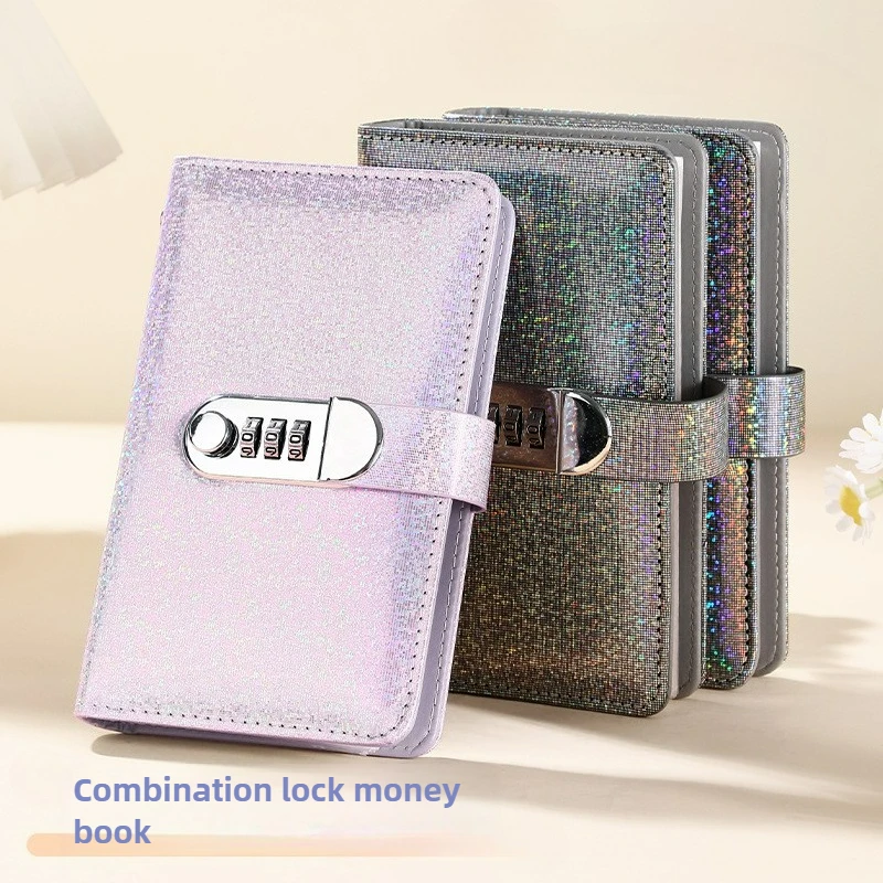 Glänzendes Passwortschloss, Bargeld, Geldbuch, kann Geld aufgeben, Internet-Promi-Geldbörse, Geldbeutel, Geldscheinklammer, Geldbuch