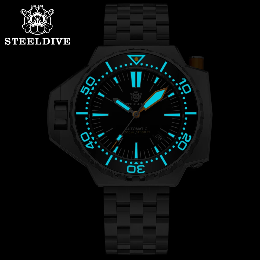 STEELDIVE Brand SD1969 56mm Case Screw in Case Back 1200M Waterproof Black Dial Ceramic Bezel Insert Sapphire NH35 Dive Watches