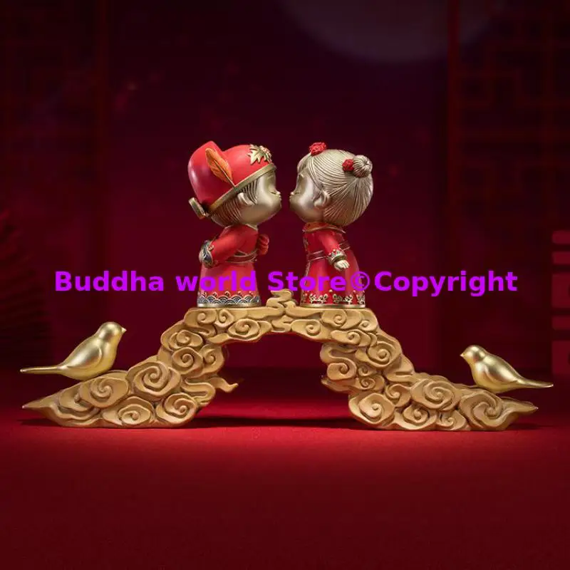 high-end lucky copper Figurine the lover Bronze Statue wedding anniversary gift Valentine's Day gift Figure girl Birthday Gift