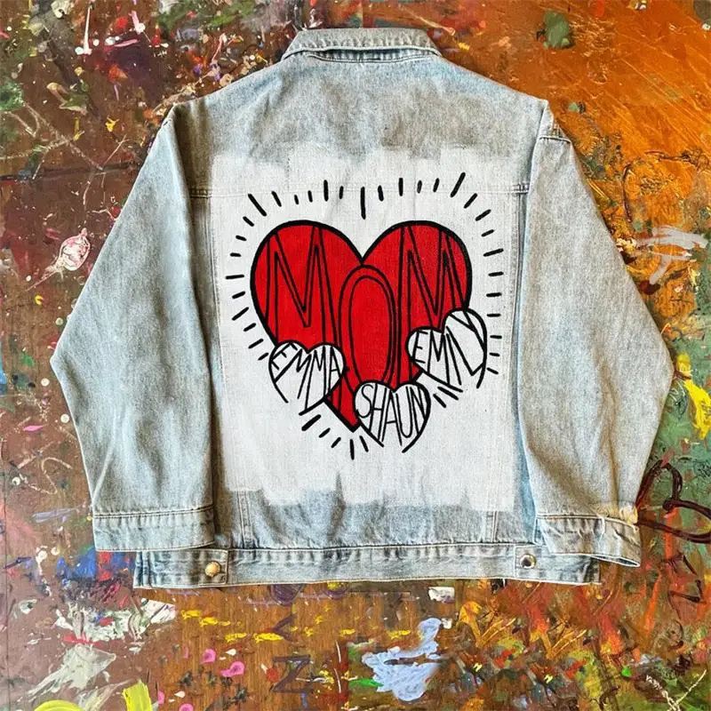 

Women's Denim Jacket 2024 Spring And Autumn New Fashion Niche Casual All-Matching Printed Large-Size Coat