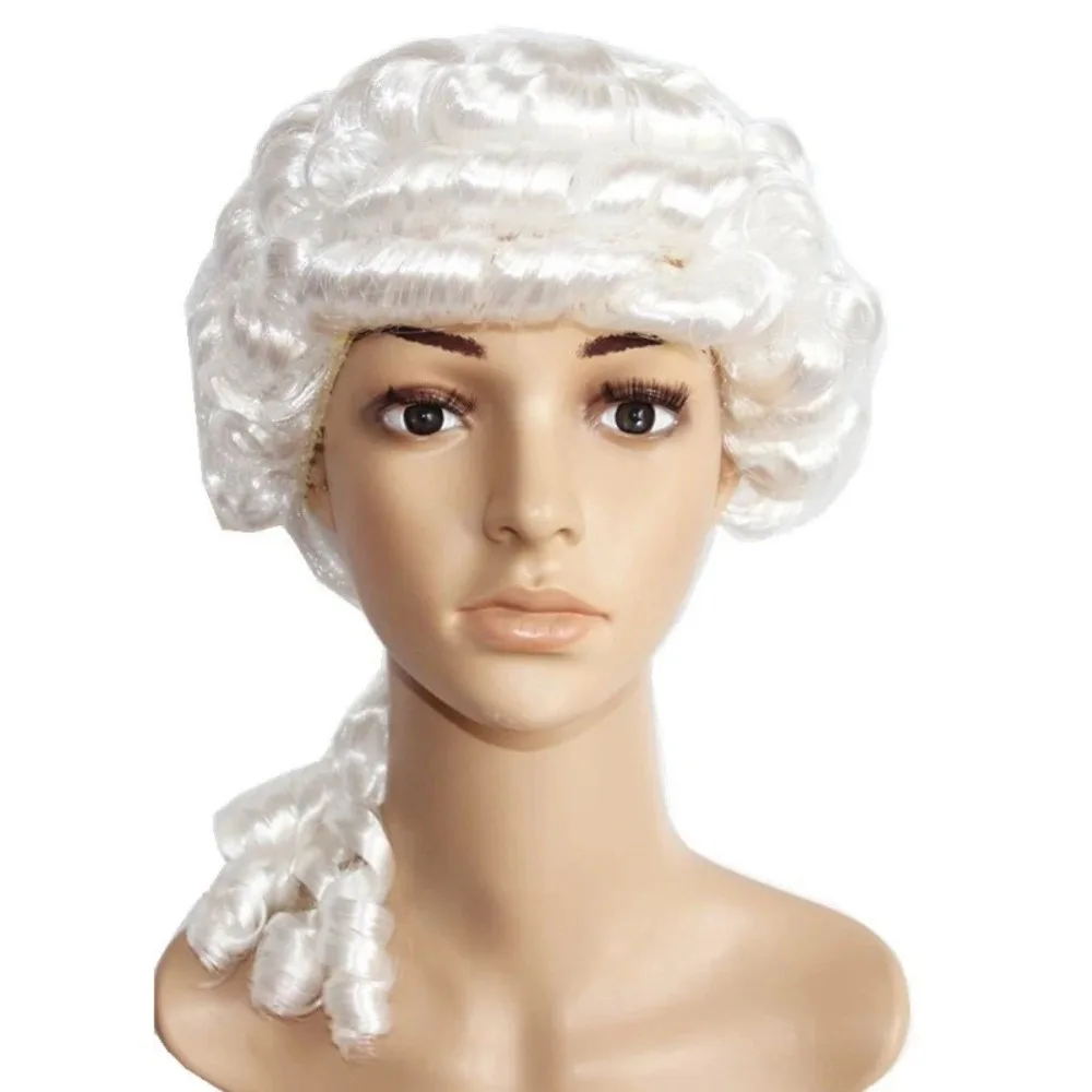 

COS Wig Palace Noble Wig Baroque Wig Lawyer Judge Role-playing Wig European Medieval Wig White Curly Hair Dress Up Accessories