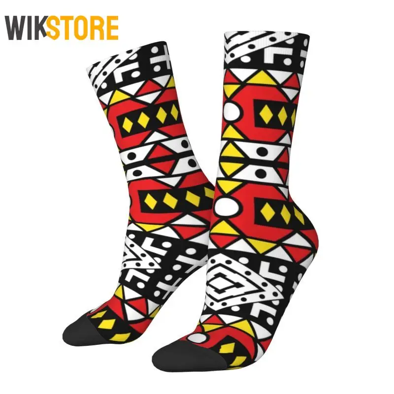 

Fun Men Women Kizomba Samakaka Ankara Print Dress Socks Unisex Breathbale Warm African Wax Design Crew Socks Basketball Socks