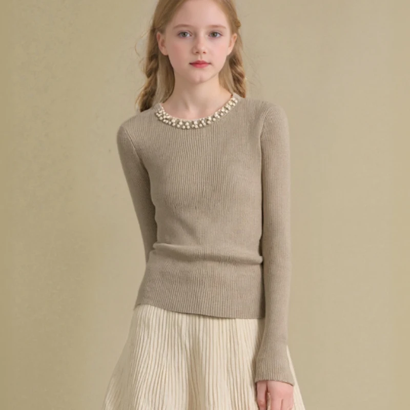 

Fashion Autumn Winter Slim Fit Knit Pullover Sweater Girl's O-Neck Korean Sweater Basic Soft Casual Knitwear for Girl 28743