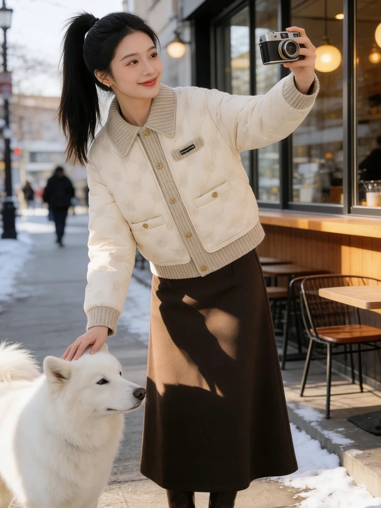 

Stylish Thickened Short Cotton Jacket Women's Fashionable Winter Outerwear Padded Coat Stand Collar Korean Version Commute