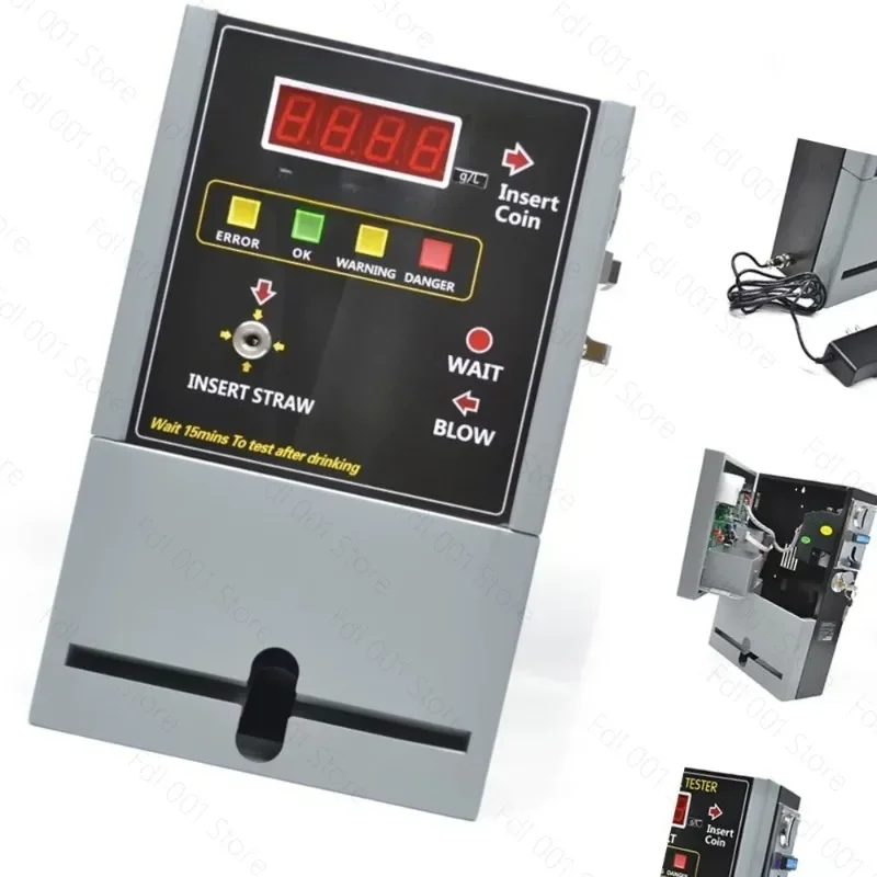 Coin Operated Breath Alcohol Tester Fuel Cell Sensor Wall Mounted Alcohol Detector
