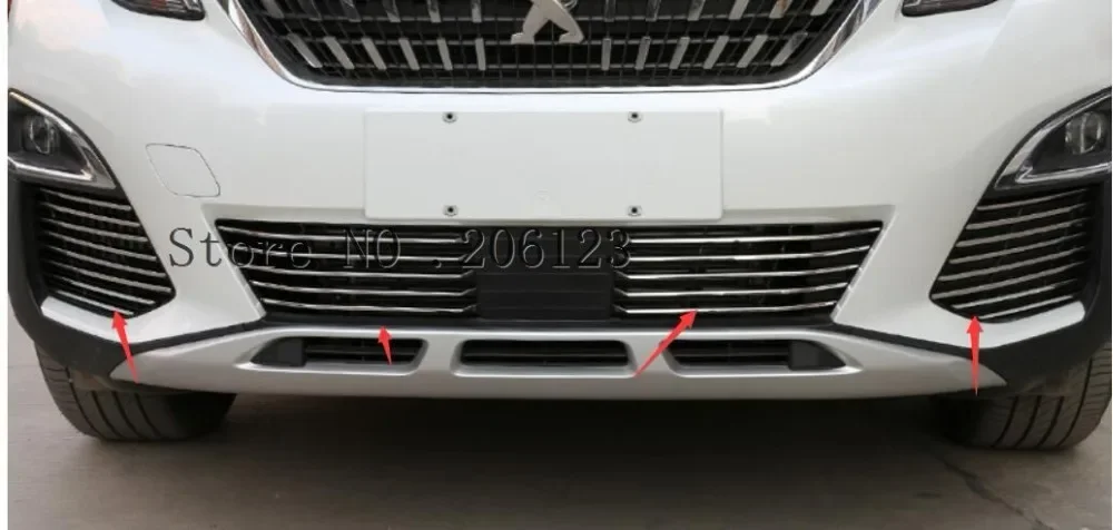 For Peugeot 3008GT 3008 2016 17 18 2019 / 5008GT 2017 2018 Stainless Front Head Grill Grille Bottom Decoration Strip Trim 26pcs