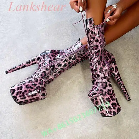 Multi Color Leopard Women\'s Boots Crotch Thigh High Platform Hot Sexy Girl High Heels Stilettos Custom Fit Boots Large Size