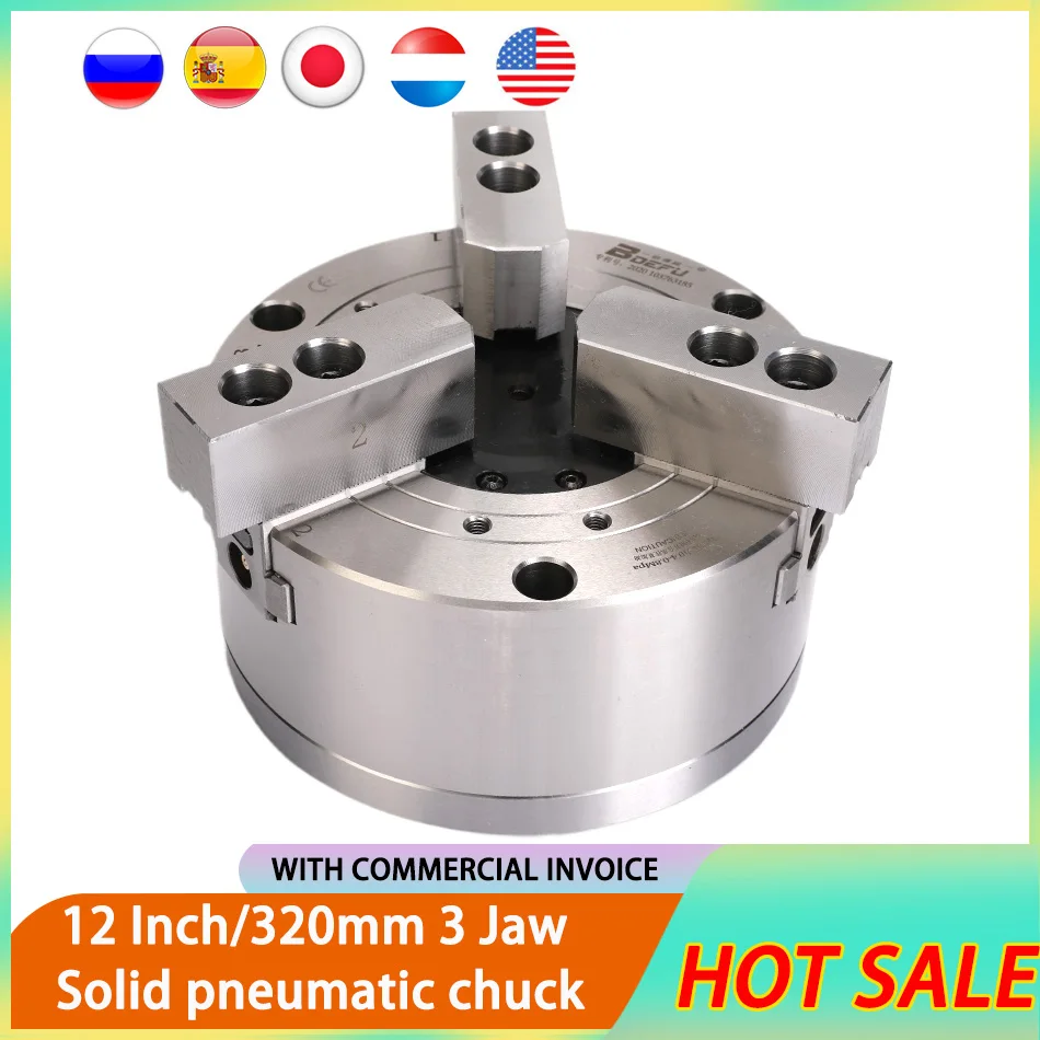 

Solid 3-jaw Pneumatic Chuck 12 Inch320mm KS12-3 For Air CNC Lathe Machine Tool Rotating Power Chuck Fixture Complete Set