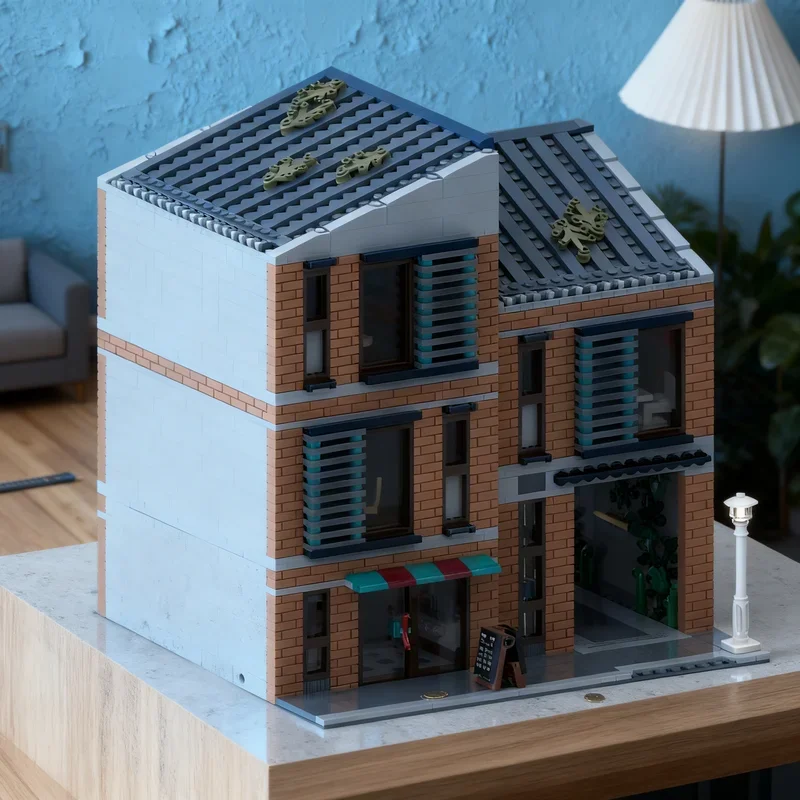 

2884 детали MOC: Современные модульные лофты, модель городского пейзажа, строительные блоки, архитектурные игрушки, рождественские подарки, развивающие идеи для детей