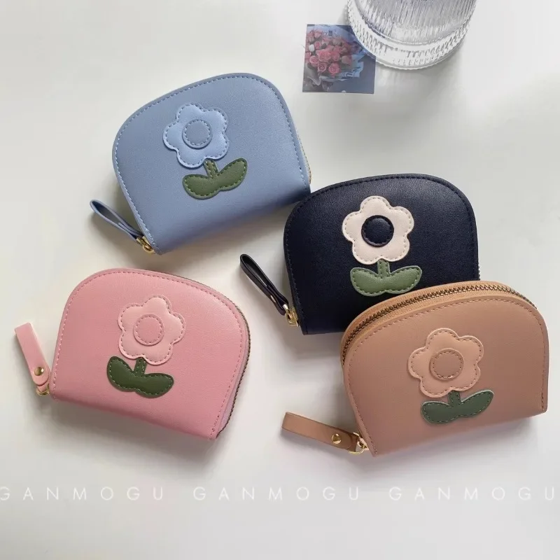 1 Piece Cute Japanese Floral Card Holder Bag Women Sweet Cartoon Flower ID Bank Card Storage Bag Portable Coin Wallet for Girl