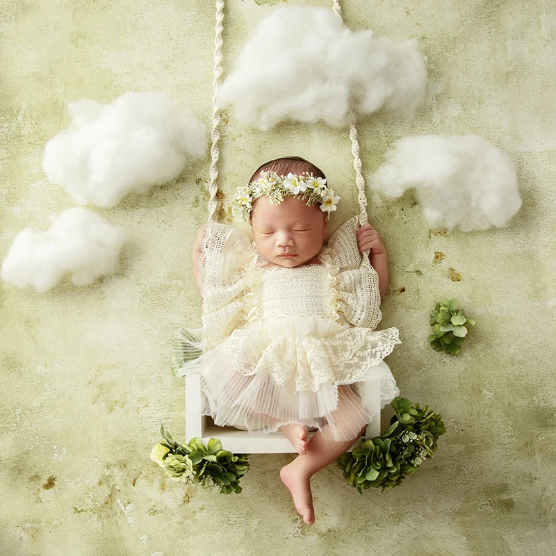 Newborn Photography Props Baby Wooden Swing Seats Girl Boy Posing Auxiliary Prop Studio Swingable Creative Shooting Accessories