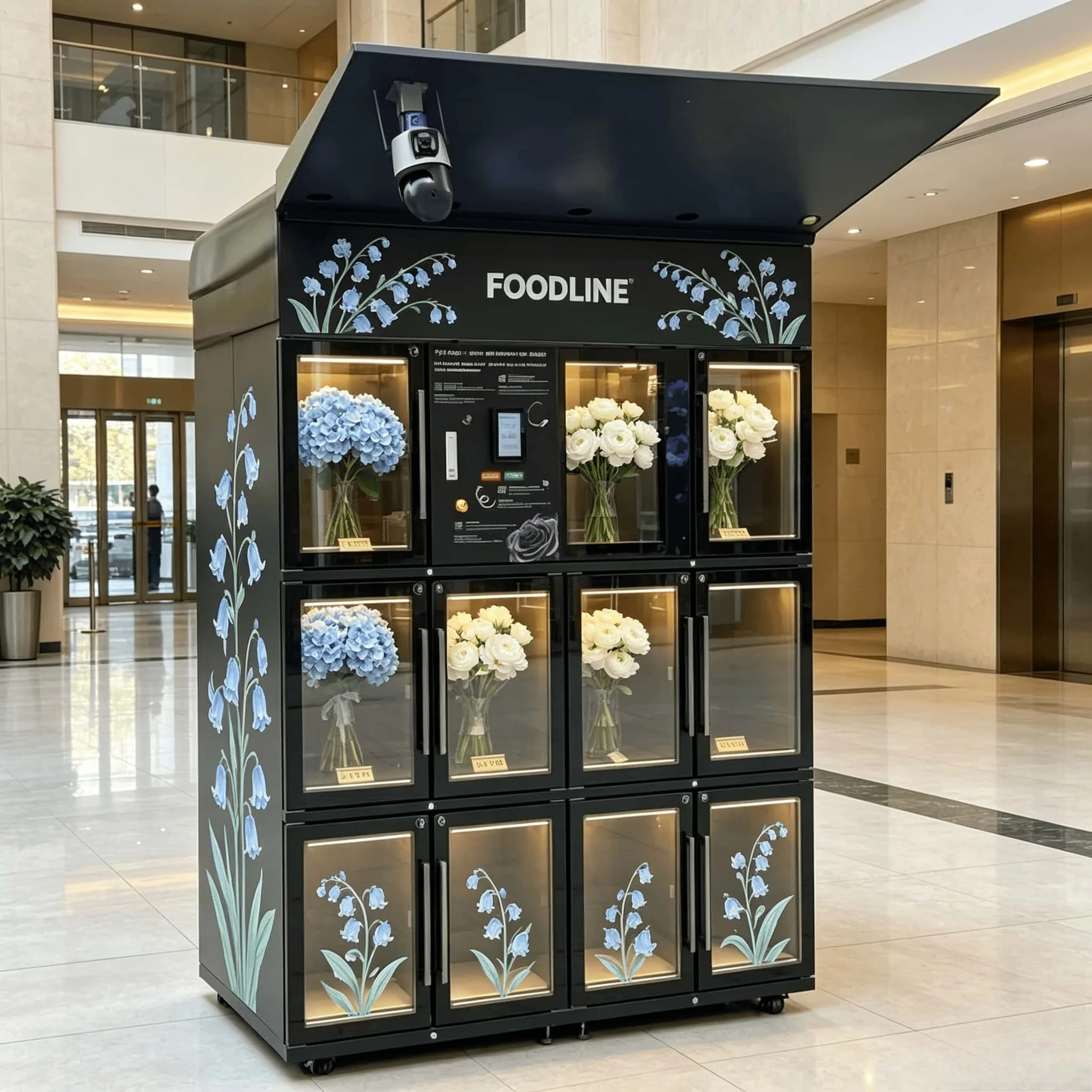 FOODLINE Compact Fresh Flower Vending Cabinet Simple Operation Touch Screen Small Bouquet Vending Machine For Florist Startup