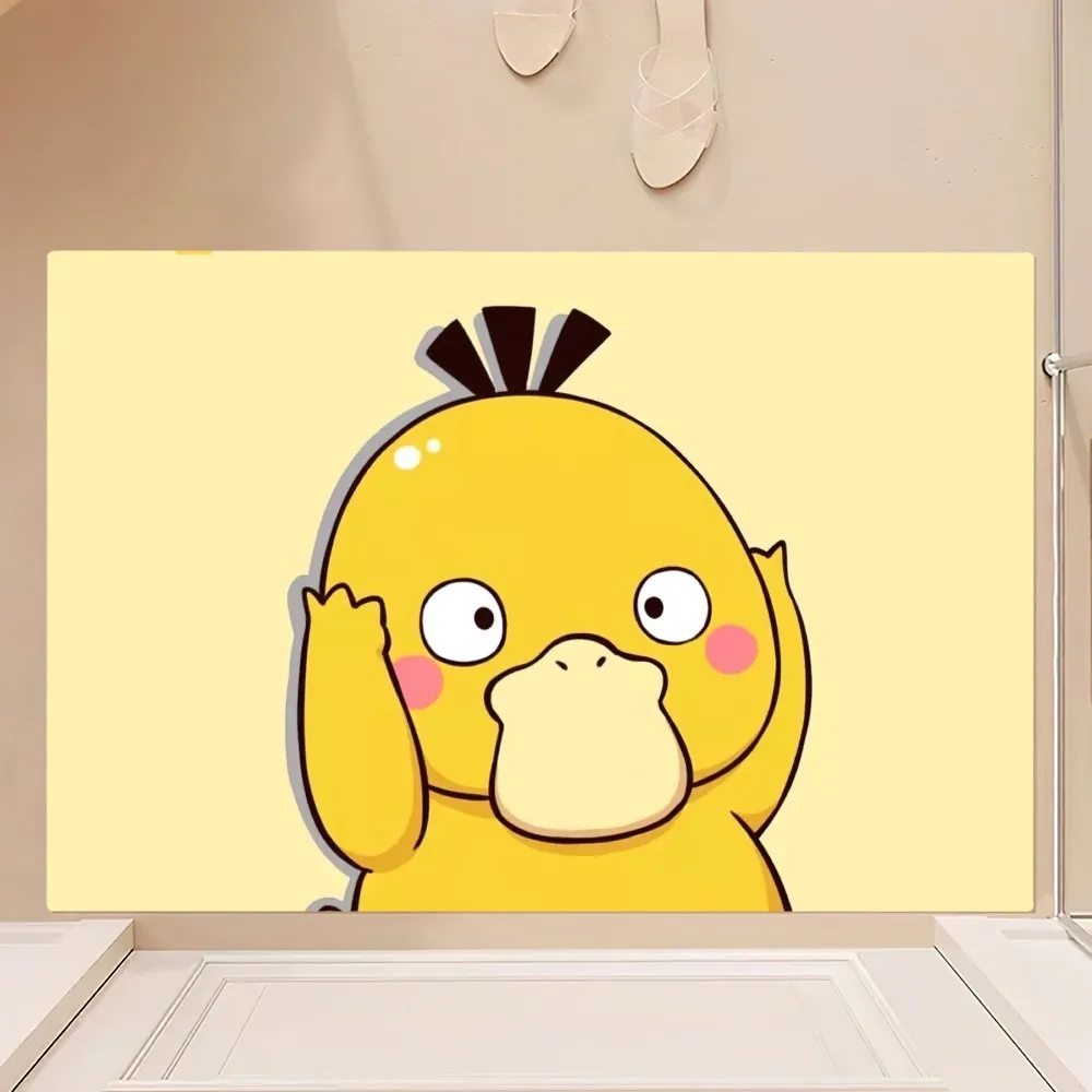 MINISO Pokemon Psyduck Floor Mat Bedroom Kitchen Door Bath House Super Absorbent Foot Non-slip