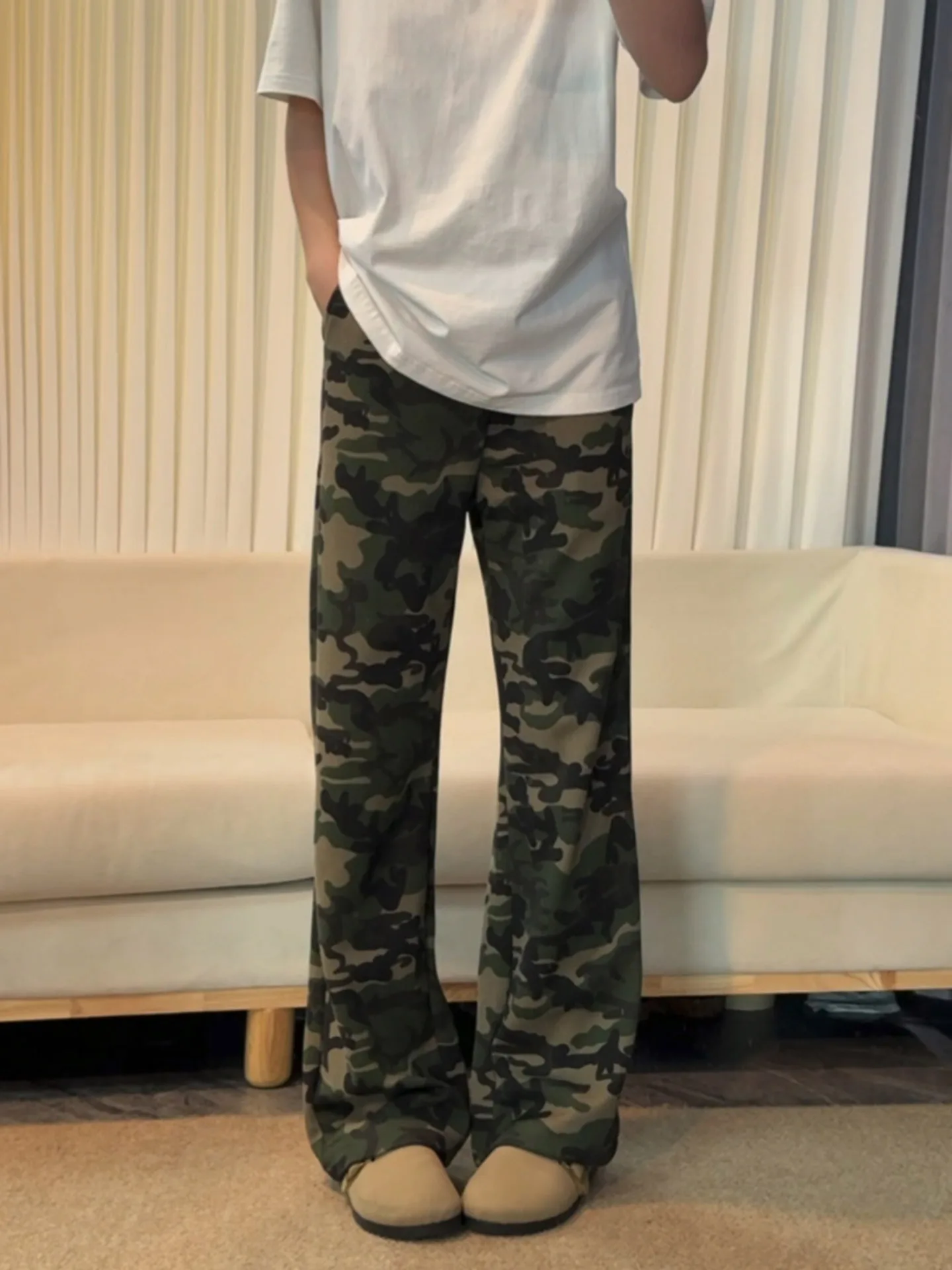 

American Sle Heavyweight Camouflage Sweatpants Men's Autumn Faion Spor Trousers Cleanfit Bootcut Straight Leg Pants