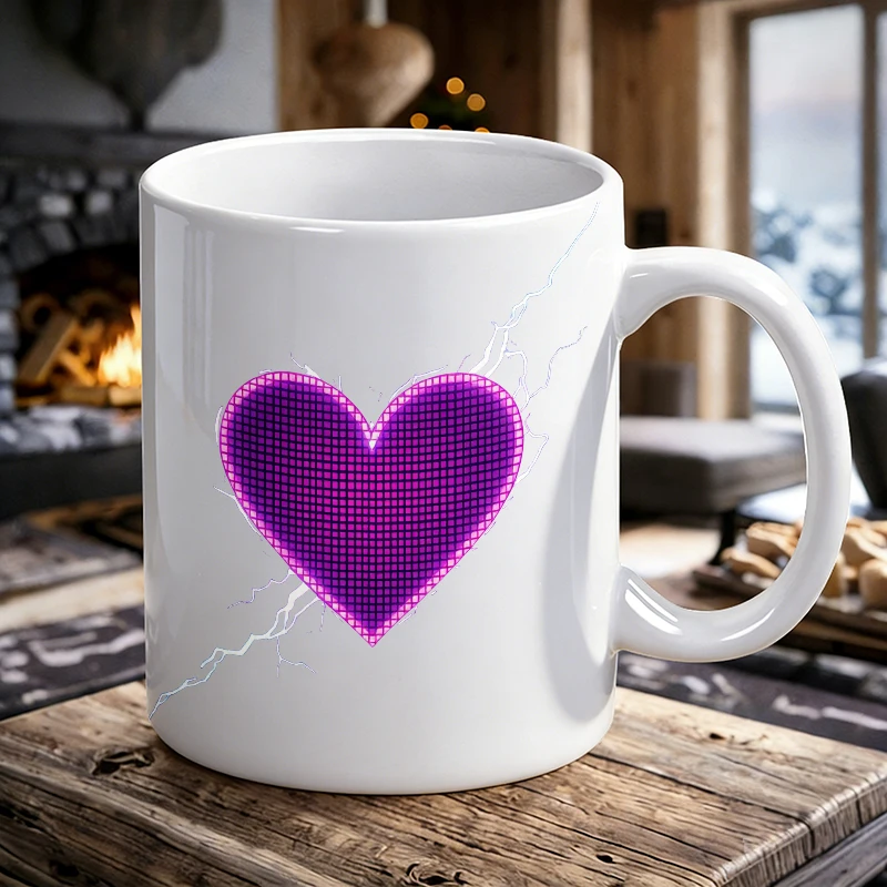 

Cyber Y2K style heart-shaped ceramic cup with handle, creative coffee cup, milk cup, office tea cup, drinking cup,fade-resistant