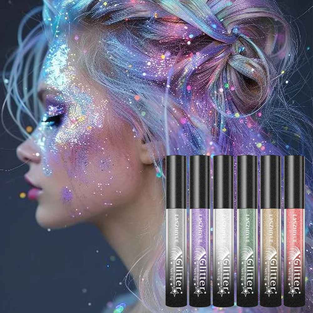 Sparkling Diamond Glitter Mascara, Colorful Pearlescent Shimmer, Long-Lasting and Volumizing, Dazzling Lash Effect with shine