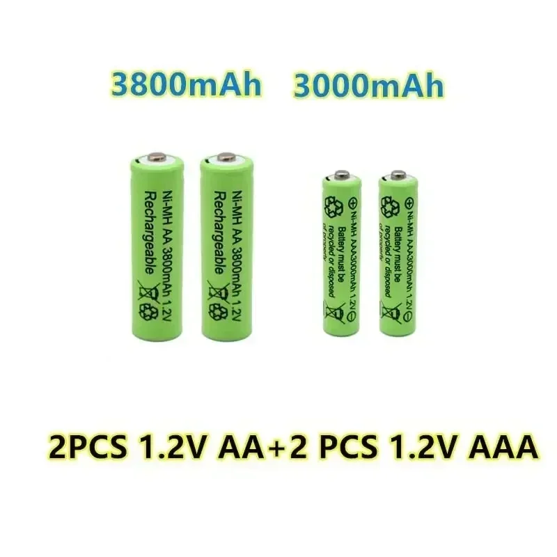 Rechargeable battery 1.2V AA 3800mAh NI-MH+AAA 3000mAh Rechargeable NI-MH 1.2V AAA battery