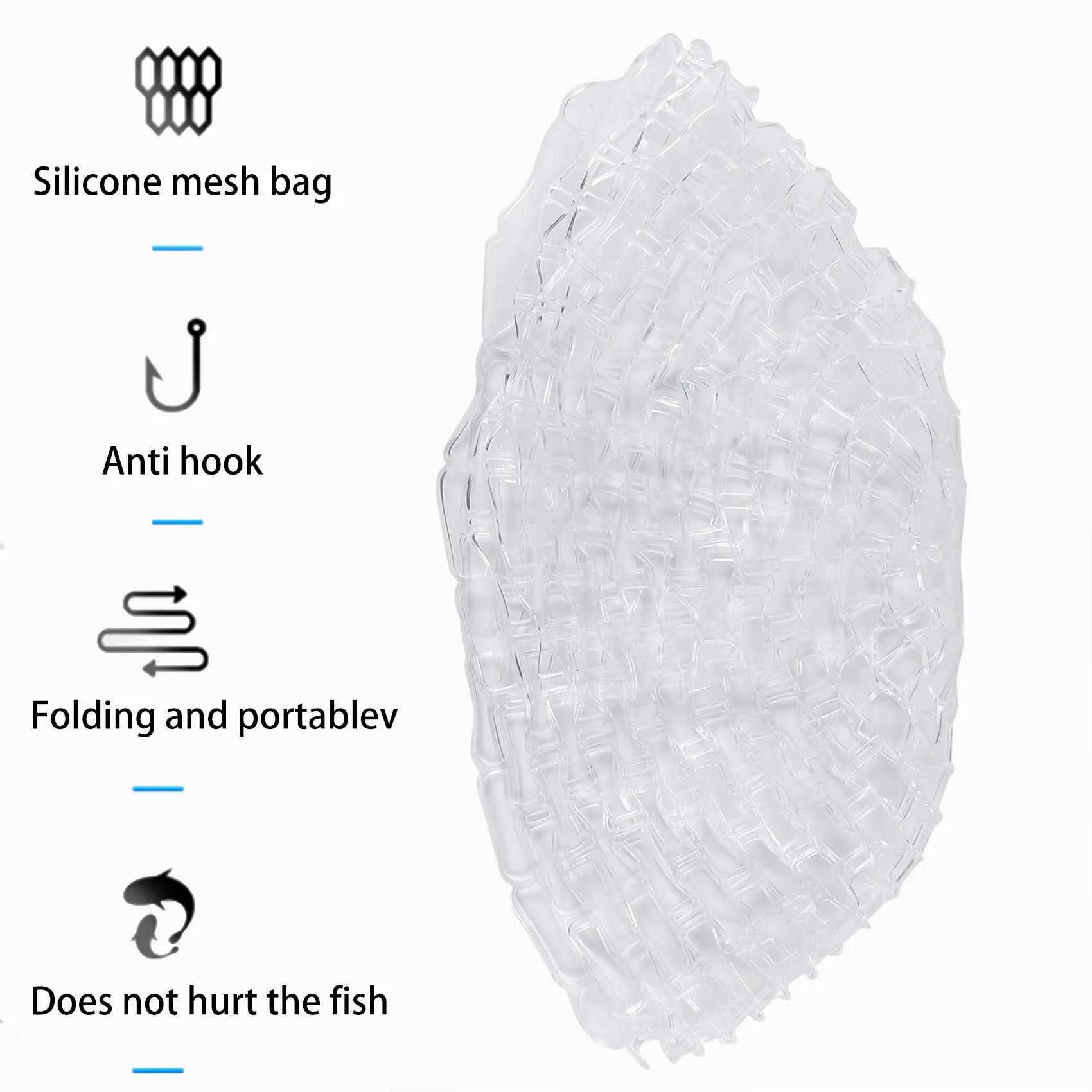 【STOCK】47 Inch Clear Rubber Replacement Net Replacement Bag For Fly Fishing Landing Net Fishing Tackles - view 5