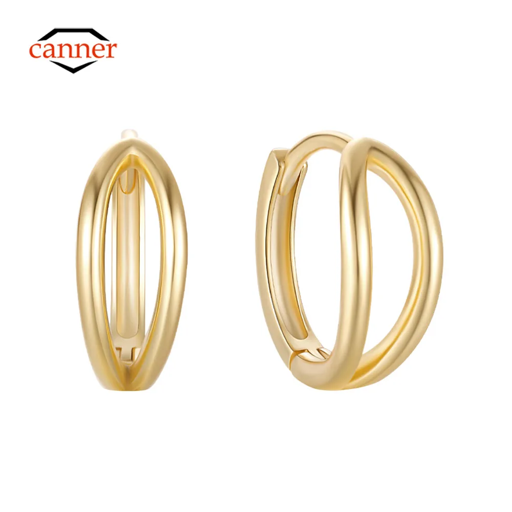

CANNER Simple Metal 925 Sterling Silver Earring For Women Hoop Earrings Cartilage Fine Jewelry Wedding Party 18K Gold Brincos