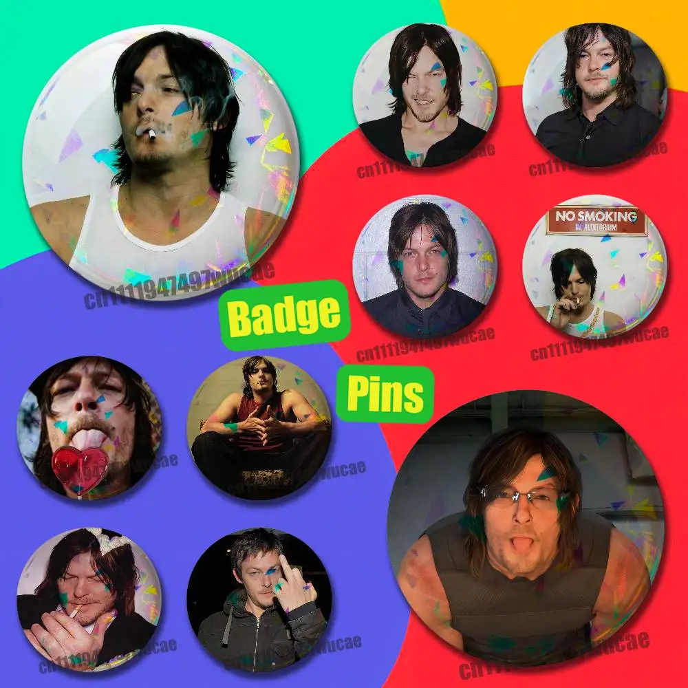 For Norman Reedus Daryl Dixon Badge Cover Custom Pin Insignia Emblem Round 32mm 58mm Hats Laser Film
