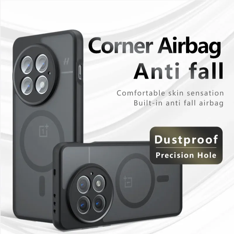 Für Magsafe Stoßfest Acryl Telefon Fall für OnePlus 13 ACE 3V 3Pro 13R 12 12R Nord 4 harte Stoßstange Matte Magnetische Abdeckung Shell