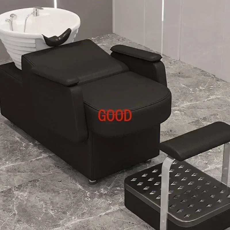 

TAO Shampoo Chair Reclining Grey Shampoo Chair Simples Neck Support Foot Rest Stylist Hairstylist Spa Tabouret Spa Furniture
