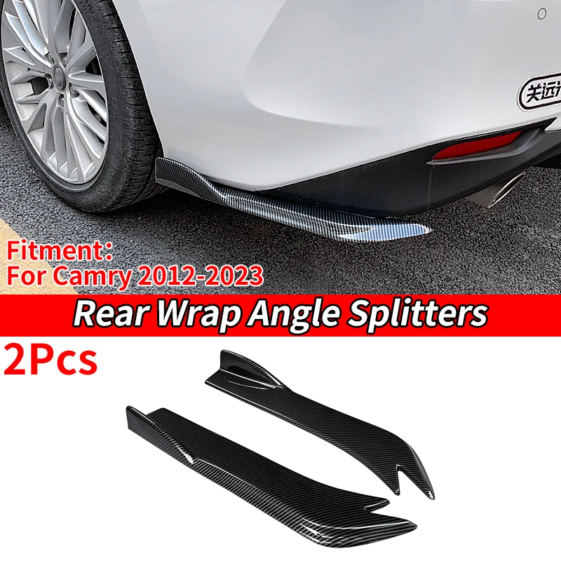 

For Camry 2012-2023 2018 Car Rear Bumper Splitters Aprons Trunk Lip Spoiler Canard Wing Diffuser Wrap Angle Protector ABS Carbon