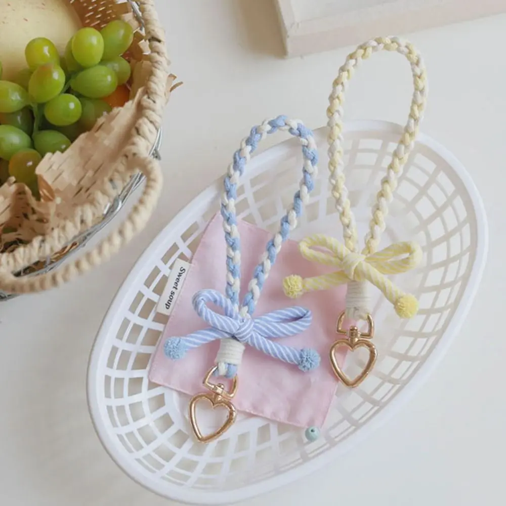 

Anti-lost Heart Mobile Phone Chain Bag Charms Trinket Bowknot Phone Lanyard Jewelry Ins Style Weaving Phone Wrist Strap