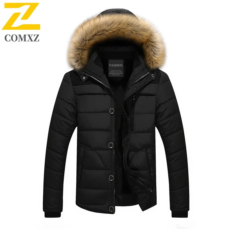 COMXZ Mens Padded Jacket Classic Hooded Mountaineering Thickened Warm Parka Casual Travel Comfortable Lightweight Winter Coat
